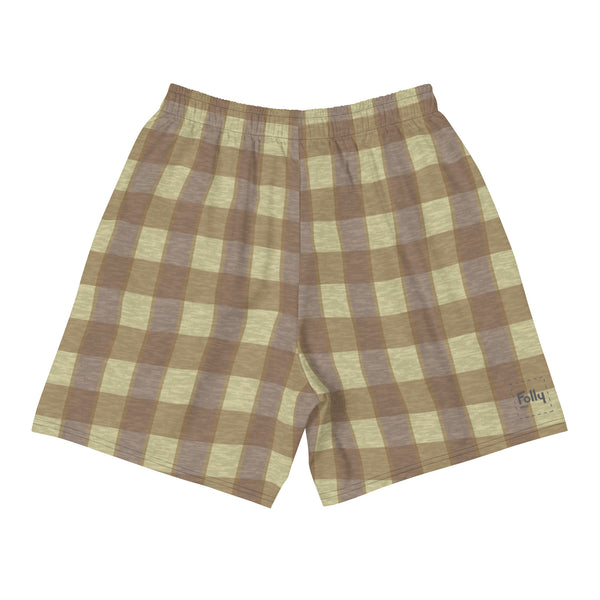 Short à carreaux chiné Digi : jaune / marron