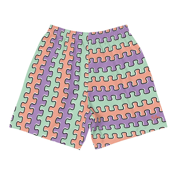 Jigsaw Shorts: Peach/Purple/Mint