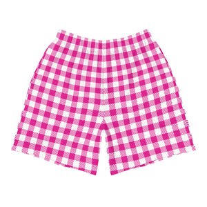 B____ Pink Plaid Shorts: Hot Pink