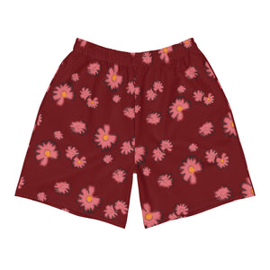 Flower Shorts: Dark Red