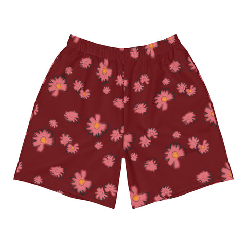 Flower Shorts: Dark Red