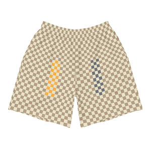 Checker Glitch Shorts: Khaki