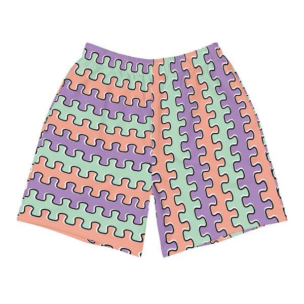 Jigsaw Shorts: Peach/Purple/Mint