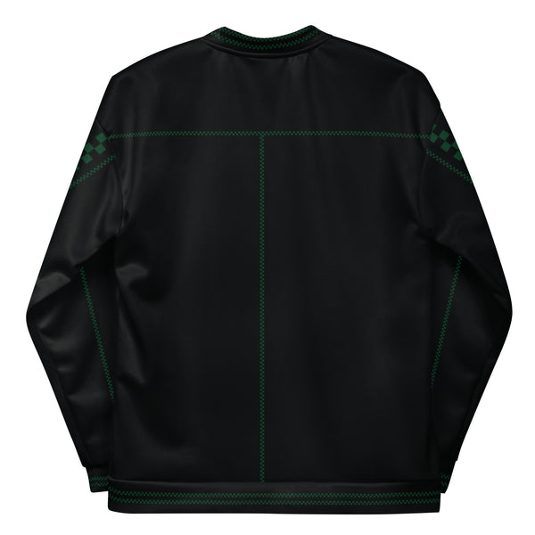 Blouson Bomber Passepoil à Carreaux : Noir / Vert