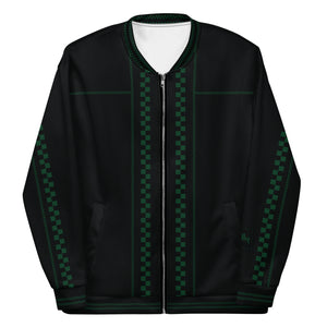 Check Piped Bomber Jacket: Black / Green