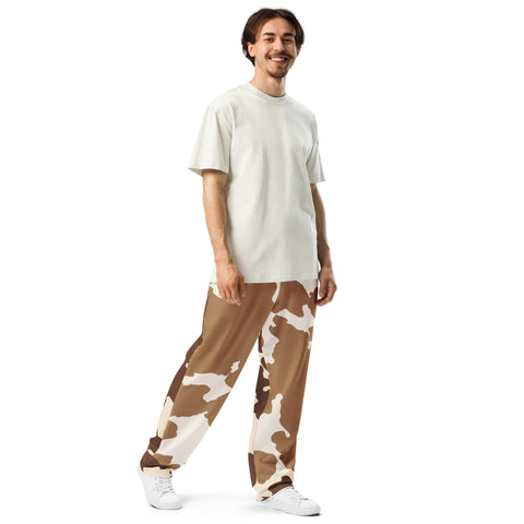 Cow Print Straight Leg Joggers: Brown / Camel