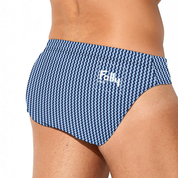 Wave Stripe Swim Brief: Blue / Aqua