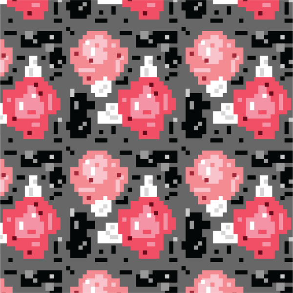 Pixelated Floral Sarong: Black / Red