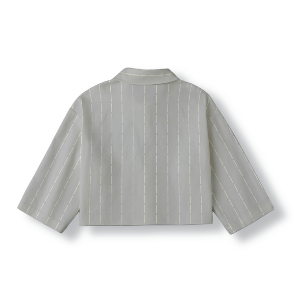 Chalk Stripe Cropped Jacket: Smoke Grey / White