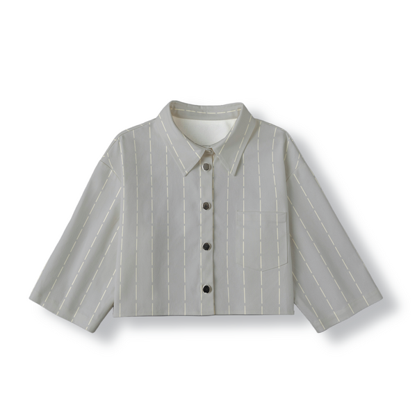 Chalk Stripe Cropped Jacket: Smoke Grey / White