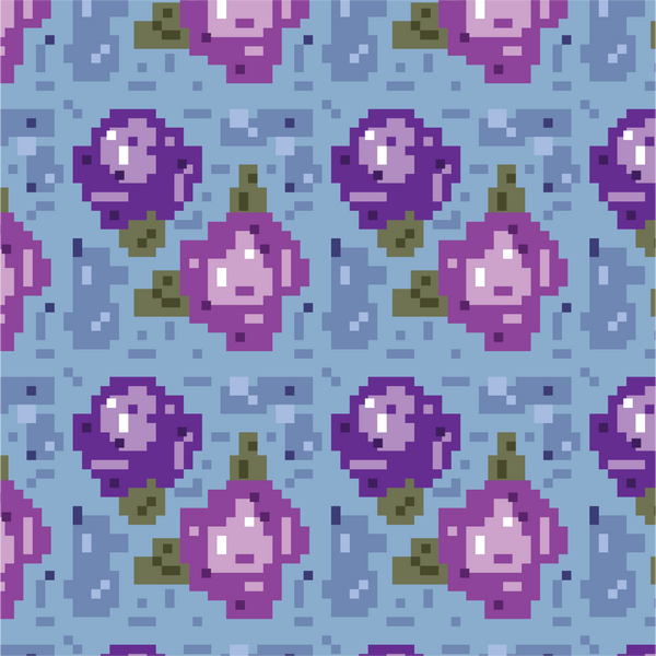 Pixelated Floral Sarong: Denim Blue / Grape