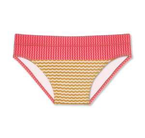 Wave Stripe Swim Brief: Coral / Gold