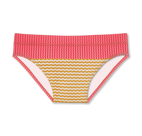 Wave Stripe Swim Brief: Coral / Gold