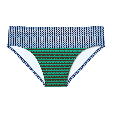 Wave Stripe Swim Brief: Blue / Aqua