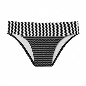 Wave Stripe Swim Brief: Black / White