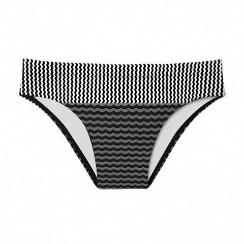 Wave Stripe Swim Brief: Black / White