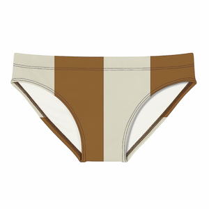 Big Stripe Swim Brief: Whisky / Cream