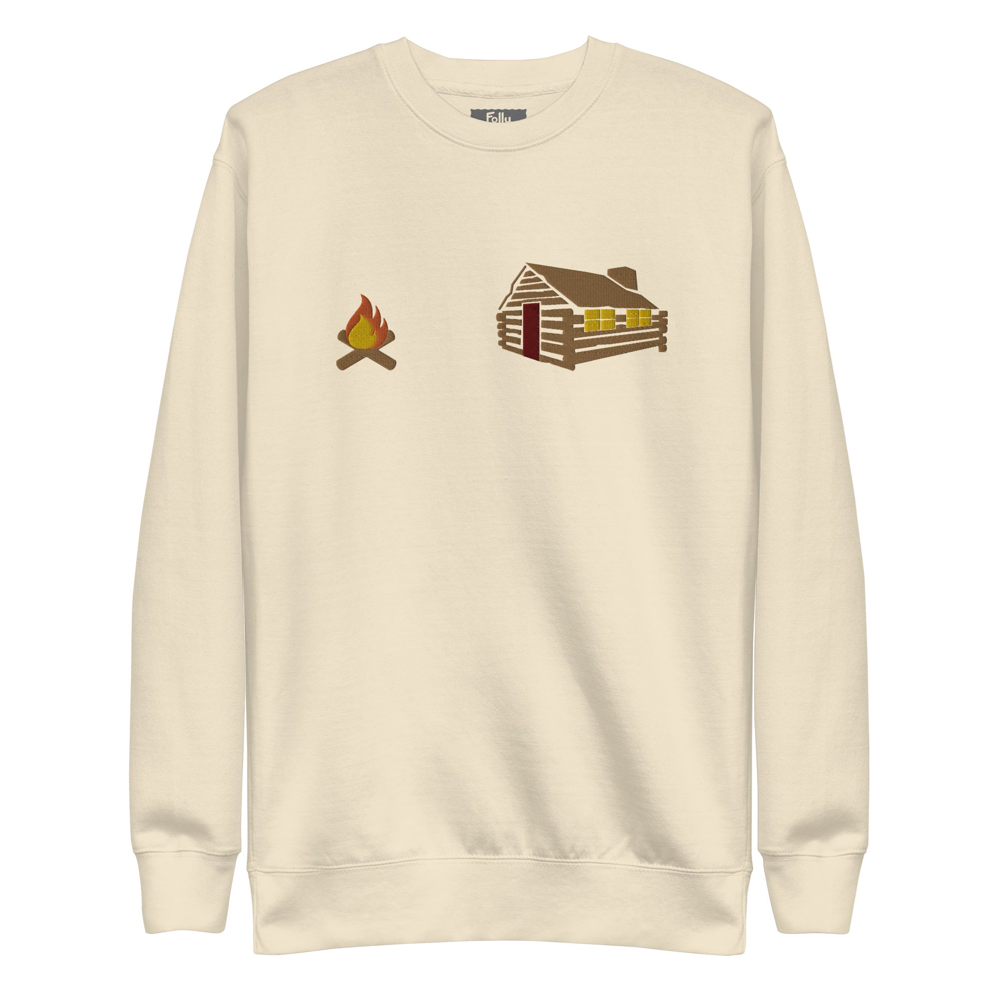 Cabin in the Woods Embroidered Sweatshirt: Cream