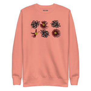 Sudadera con bordado de garabatos de flores: rosa lavado