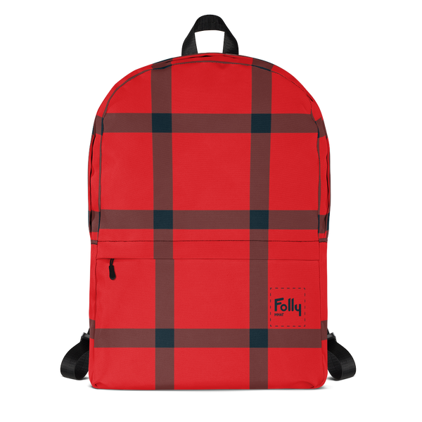 Grand sac à dos à carreaux : rouge