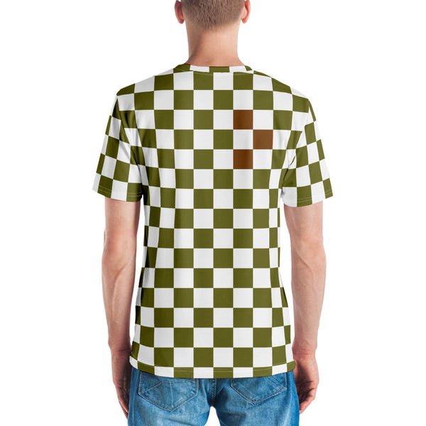 Camiseta Check Glitch: Verde Musgo / Blanca