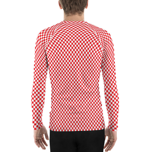 Camiseta deportiva de manga larga a cuadros: roja