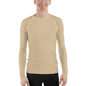 Check Long Sleeve Athletic T-shirt: Khaki