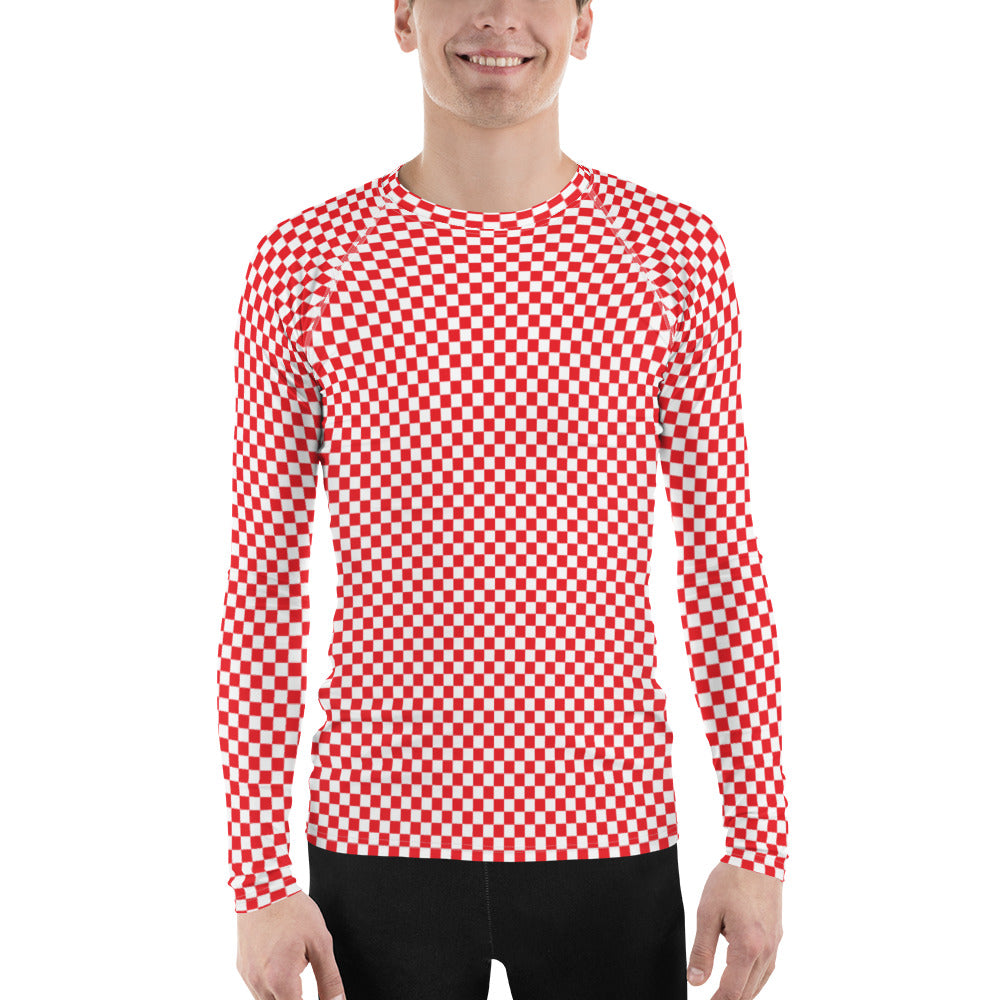 Camiseta deportiva de manga larga a cuadros: roja