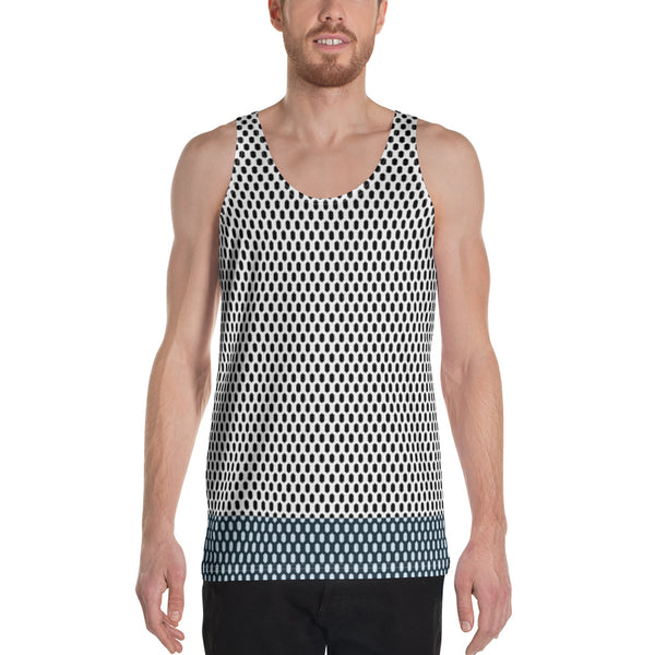 Camiseta sin mangas con estampado hexagonal: blanco/azul marino