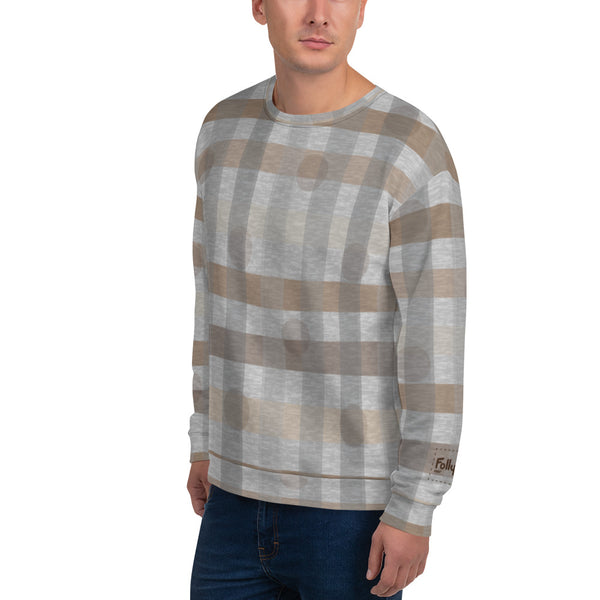 Digi Dot Plaid Sweatshirt: Grey