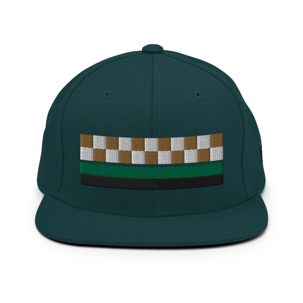 Checker Snapback Hat: Dk Green