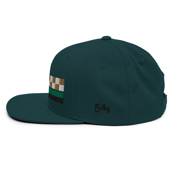 Checker Snapback Hat: Dk Green