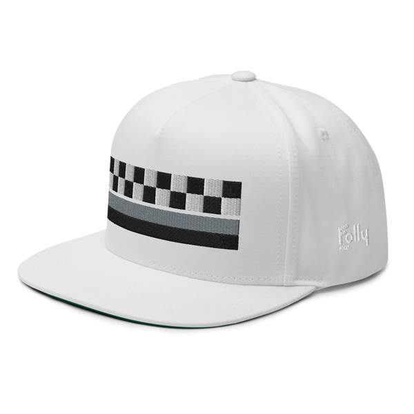 Checker Snapback Hat: White