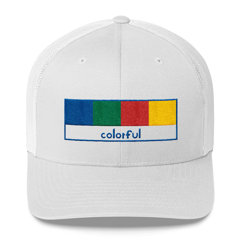 Colorful Trucker Cap: White